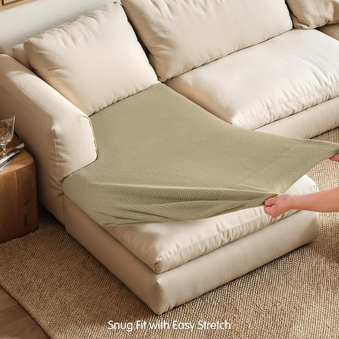 Hokway Stretch Chaise Cover Individual Couch Cushion Slipcovers Reversible Cushion Protector Slipcovers Sofa Cushion Protector Covers (Chaise Cover, Sand) - Image 5