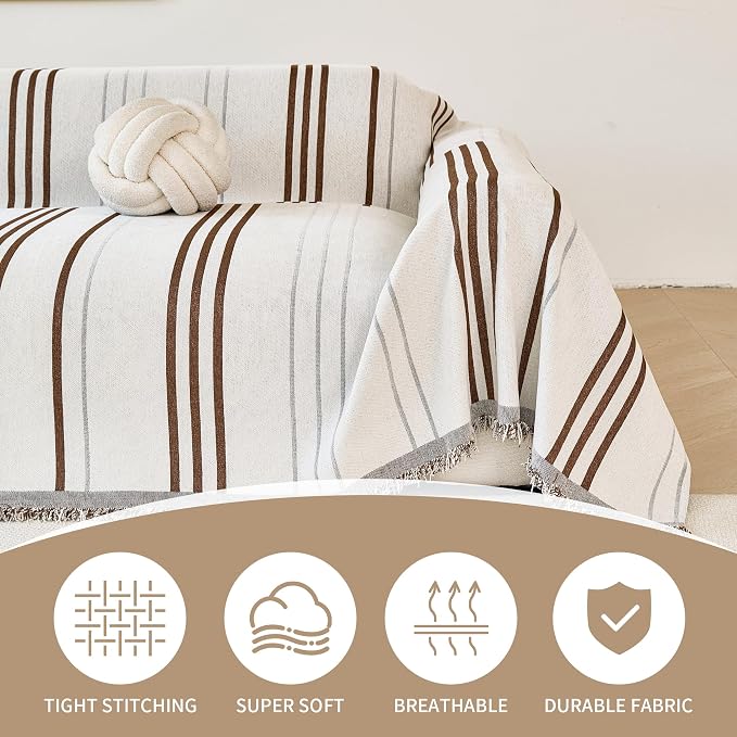 VANJOROY Couch Cover for 2 3 Cushion -Washable 100% Organic Chenille Couch Cover for Dogs Pets, Sofa Cover Protector Soft Sofa Slipcovers Sectional L-Shape with Tassel,71"x 118" - Image 8