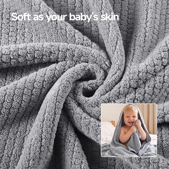 ecolook Microfiber Large Bath Towel Set of 6, Soft & Highly Absorbent, Gray | 2 Oversized Bath Towels (35"x70"), 2 Hand & 2 Washcloths | Quick Dry, Low Lint Towels for Bathroom, Spa, Gym, Hotel & Travel - Image 7