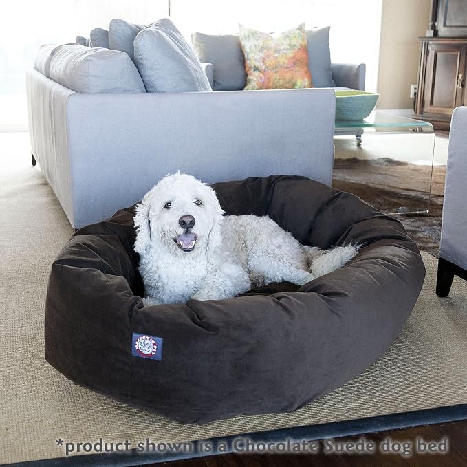 Majestic Pet 24 Inch Suede Calming Dog Bed Washable – Cozy Soft Round Dog Bed with Spine Support for Dogs to Rest their Head - Fluffy Donut Bed 24x19x7 (Inch) - Round Pet Bed Small – Sage - Image 6