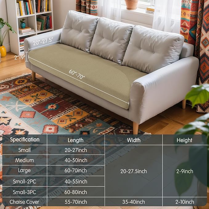 Hokway Couch Cushion Covers Stretch Cushion Covers Sofa Seat Cushion Slipcover Cushion Protector(Sand, Large) - Image 2