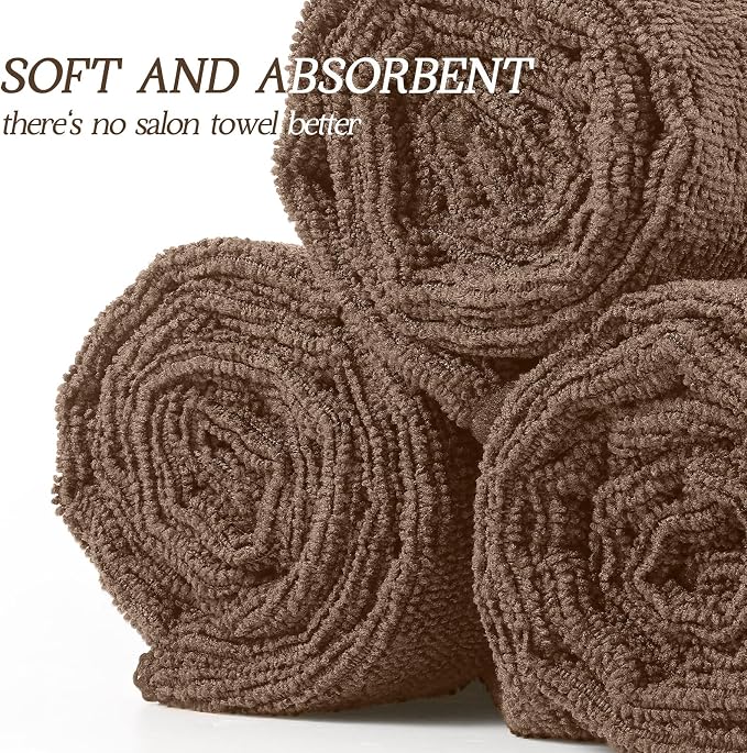 Shimeyao 40 Pack Bleach Proof Towels Microfiber Absorbent Resistant Hair Hand Towels Bulk Quick Dry 16 x 29 Inches for Barber Gym Bath Spa Shaving (Brown) - Image 3
