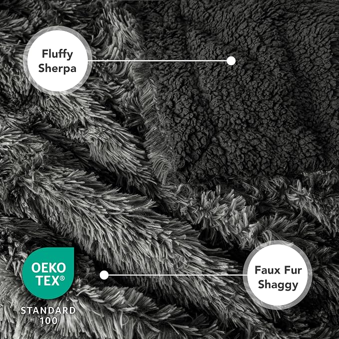 PetAmi Waterproof Dog Blanket for Couch, Queen Bed & Furniture,Reversible Sherpa & Faux Fur Pet Blanket, Leakproof Throw for Large Dog Cat, Washable Soft Calming Protector (90x90, Tie-Dye Black) - Image 5