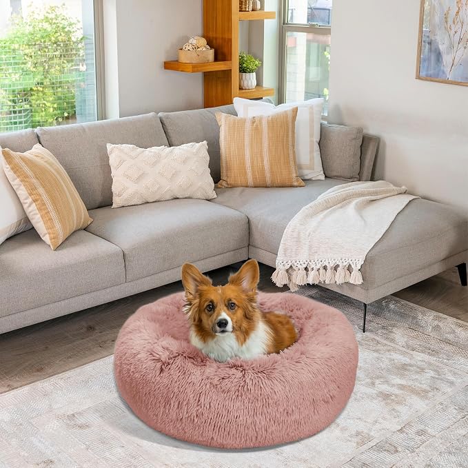 Best Friends by Sheri The Original Calming Donut Dog Bed for Medium Dogs up to 45 lbs, Shag Faux Fur, Dusty Rose, 30" x 30" - Image 7