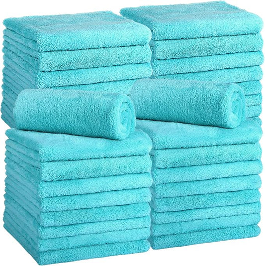 Shimeyao 30 Pcs 16 x 16 Inch Edgeless Microfiber Plush Towels for Cars Detailing Drying Wash Polishing Absorbent Cleaning Cloths, 500 GSM (Teal Blue) by Shimeyao