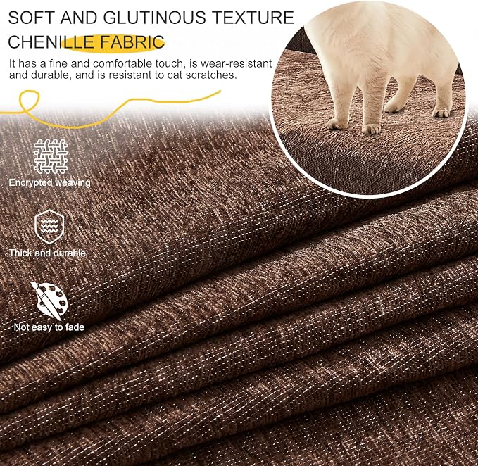 Loveseat Cover for Washable Sectional L Shape Couch Covers, Coffee | Couch Covers Protector with Tassel Sofa Slipcover for Pet & Kid Friendly - Image 4