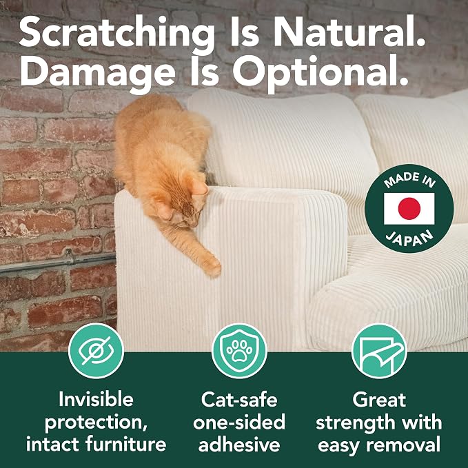 NECOICHI Anti Scratching Sheet - Cat Couch Scratch Protector – Couch Protectors from Cat Scratching with Adhesive Sheets & Safeguard Shields – Cats Scratcher Alternative & Cats Accessories - 18 Pack - Image 2