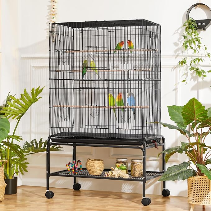 Yaheetech 53'' Large Bird Cage Budgie Cage for Parakeets Cockatiels Conures Lovebirds Parrots with Rolling Stand - Image 2