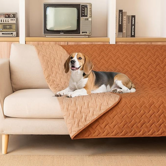 gogobunny 100% Double Sided Waterproof Dog Blanket Soft Pet Bed Cover Reversible Protect Furniture Couch Sofa Car for Puppy Cat Kids (Dark Pumpkin/Light Pumpkin, 82x102 Inch (Pack of 1)) by gogobunny