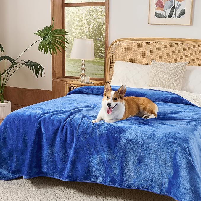 Sunheir Waterproof Dog Blankets for Extra Large Dogs - Cat Blanket Washable for Couch Protection, Soft Sherpa Fleece Puppy Throw Blanket to Prevent Urine Leaks & Protects Furniture, 50"X 60", Blue - Image 7