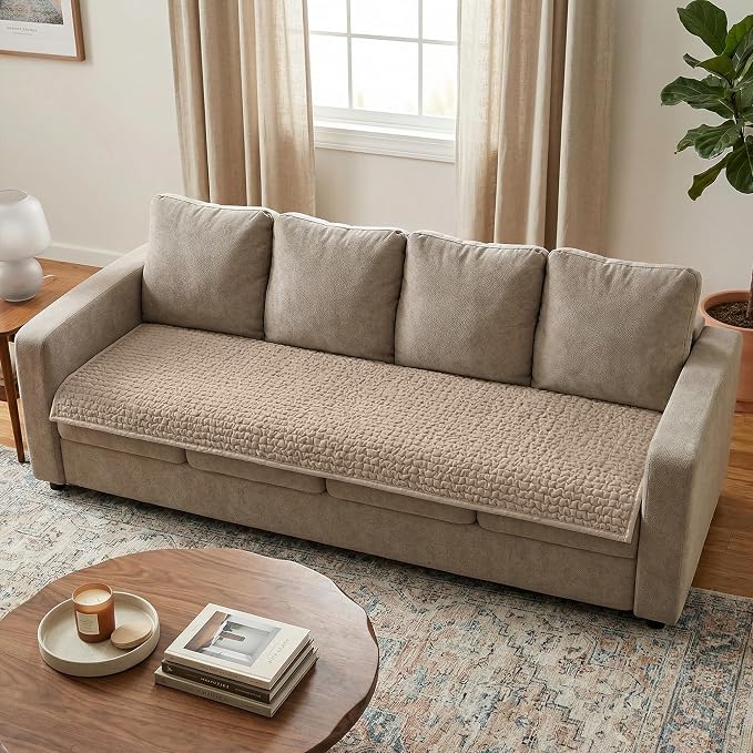 PAULATO BY GA.I.CO. Waterproof Blanket – 24x86” Changing Absorbent Pad for Incontinence – Machine Washable Stain-Resistant Protector for Couch Sofa or Bed – Reusable Waterproof Cover - Macadamia - Image 2