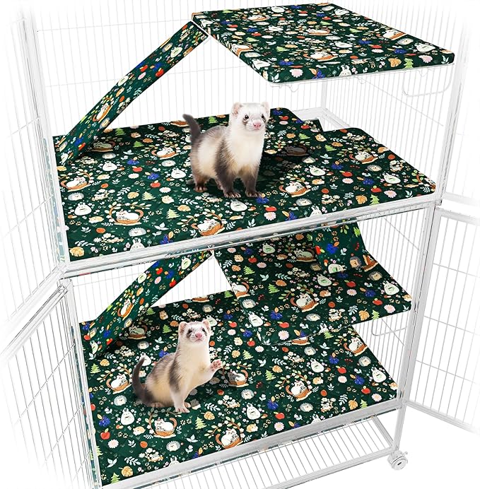 Ferret Cage Liner for Ferret Nation & Critter Nation Cage | Washable Bedding, Leakproof Cage Accessories for Ferrets, Chinchillas, Rats & Other Small Animals(Double Unit Combo) by Unknown
