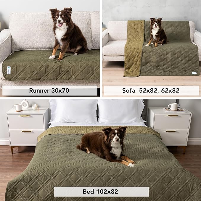 PetAmi Waterproof Couch Cover for Dogs, Non-Slip Leakproof Sofa Furniture Protector for Pet Cat, Machine Washable Bed Blanket for Car Seat, 30x70 Green - Image 4
