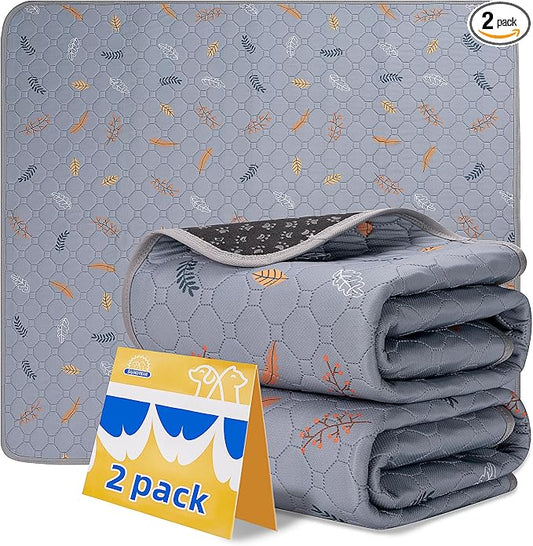 Sunheir Washable Pee Pads for Dogs - 2-Pack Thick Heavy-Absorbency Reusable Pee Pads Prevent Leakage Non-Slip, Waterproof Pet Training Pads for Puppy Playpen, Crate, Whelping Box, Potty Training by SUNHEIR
