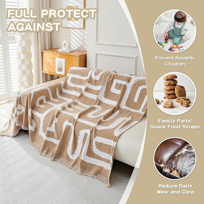 MEETSKY Boho Couch Cover Sofa Cover Washable,Chenille Sofa Covers for 2 Cushion Couch Sofa, Sofa Slipcover Loveseat Pet Couch Covers for Sectional Sofa,71" X118" - Image 2