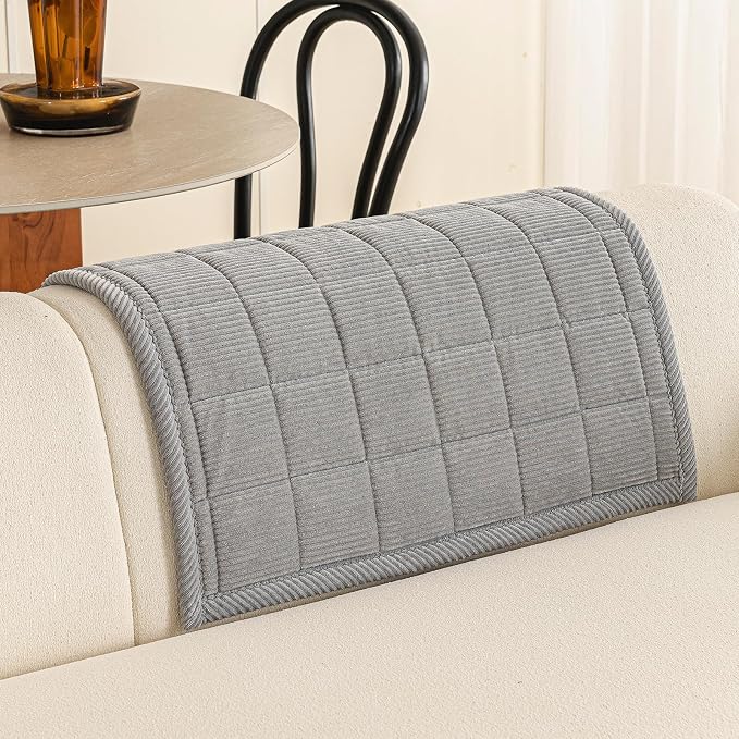 Velvet Couch Covers for Sectional Sofa Washable, Non-Slip L Shaped Sectional Couch Cover, Soft Pet Couch Covers for Sofas, Furniture Slipcovers for Single Sofa(1PC,35"x35",Light Grey) - Image 2