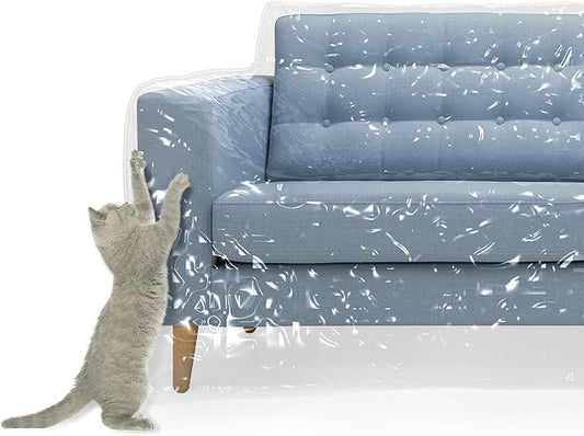 MEMINIM Plastic Couch Cover for Pets | Cat Scratching Protector Clawing Deterrent | Heavy Duty Water Resistant Thick Clear Vinyl | Sofa Slipover for Moving and Long Term Storage by Unknown