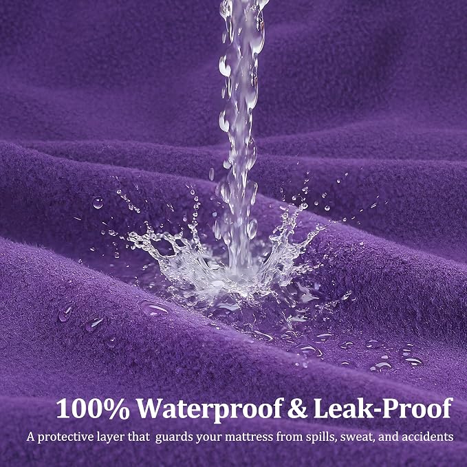 Catalonia Waterproof Bed Blanket, Washable Reversible Furniture Protector | Purple/Grey Double-Sided Fleece, Leakproof Protection for Bed, Sofa and Couch, Resists Spills, Stains and Everyday Messes - Image 2