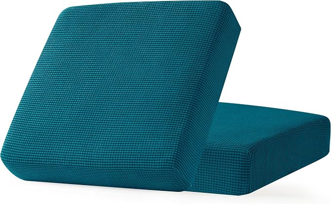 CHUN YI 2Piece Stretch Couch Cushion Covers, Sofa Seat Slipcovers for Pets, Suitable for Armchair Loveseat Sofa with Spandex Jacquard Washable Fabric (2Piece,Teal) by CHUNYI
