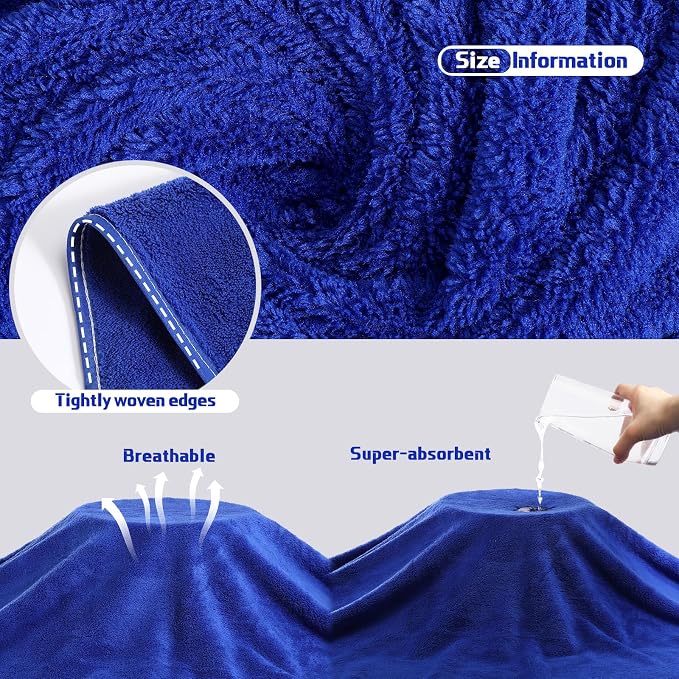Mixweer 4 Pcs Oversized Bath Towels, 40 x 80 Inch Giant Microfiber Jumbo Bath Sheets Soft Bathroom Microfiber Quick Dry Absorbent Shower Towels for Spa Camping Beach(Navy Blue) - Image 2