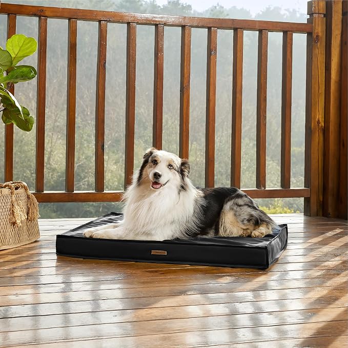LE SURE Outdoor Waterproof Dog Beds Large Sized,Orthopedic Pet Mat,36x27In | Crate Pad for Dogs with Oxford Fabric Surface,Removable Washable Cover,Egg Foam Kennel Pads,Non slip Bottom,Black - Image 5