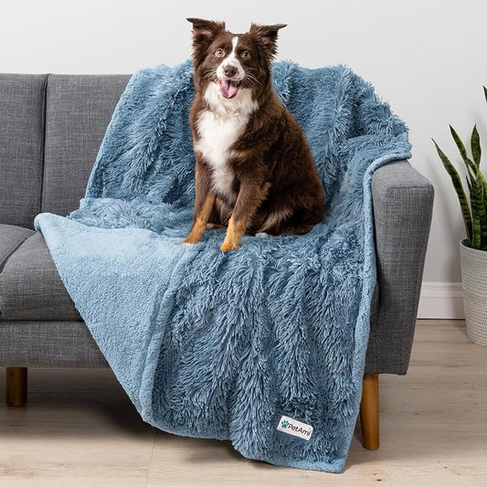PetAmi Waterproof Dog Blanket for Couch, Bed & Furniture,Reversible Sherpa & Faux Fur Pet Blanket, Leakproof Blanket for Dog Cat, Washable Couch Protector, Soft Calming Pet Throw (40x60, Light Blue) by PetAmi