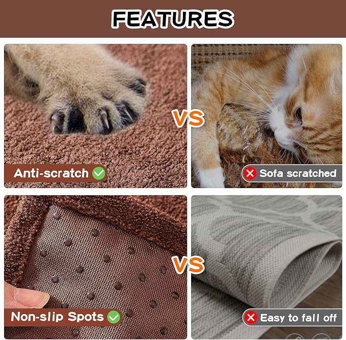 MEETSKY Couch Cover for 3 Cushion Cat Scratch Proof Couch Protector Washable Sofa Covers Sectional Couch Covers for Dogs Soft L Shape Sofa Slipcover for Pets Kids, 91" x 134", Chocolate - Image 6