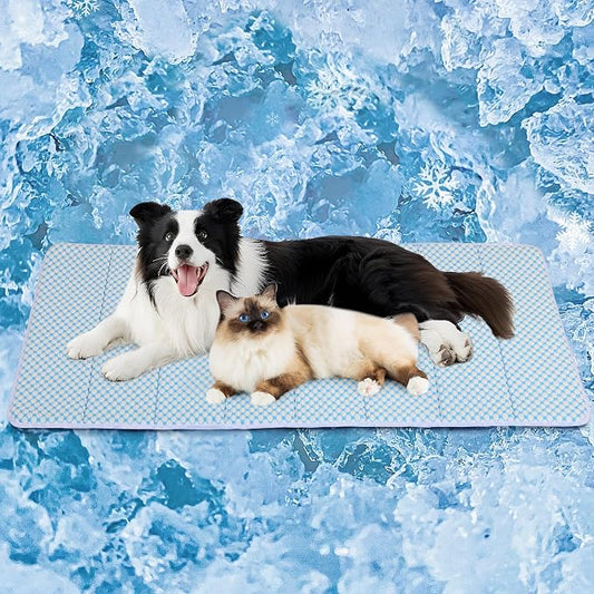 Dog Cooling Mat for Large Dogs – 47"x29" Orthopedic Memory Foam Pad for Summer, Hot Weather & Joint Relief | Washable, Non-Slip Crate Mat for Senior Dogs, Travel & Home (Blue) by ZAKAPAWS