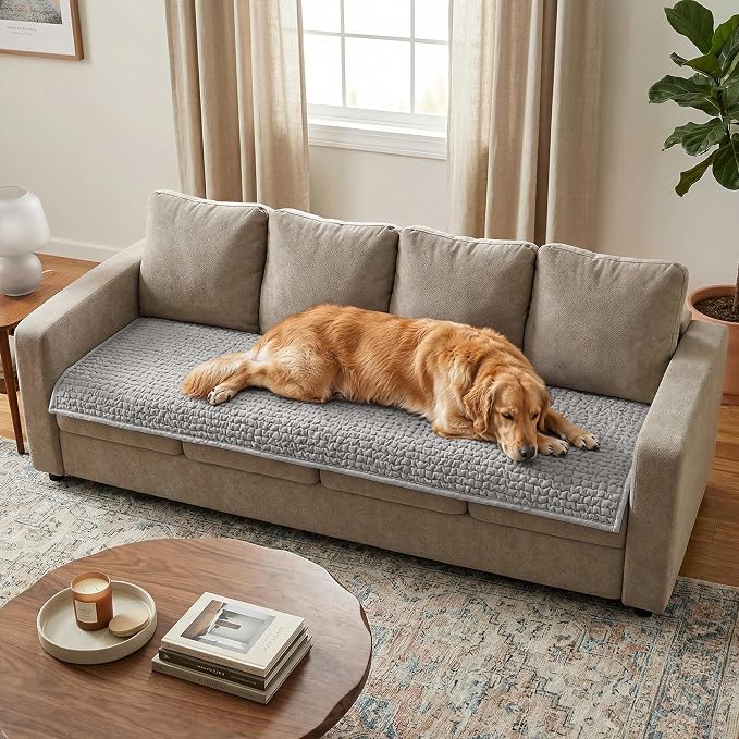 PAULATO BY GA.I.CO. Waterproof Blanket – 24x86” Changing Absorbent Pad for Incontinence – Machine Washable Stain-Resistant Protector for Couch Sofa or Bed – Reusable Waterproof Cover - Light Grey by PAULATOBYGAICO