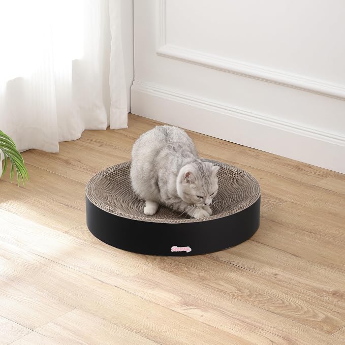 CSR1010H Nelson 20.13" Modern Cardboard Round Bowl Cat Scratcher with Catnip, Ink - Image 7