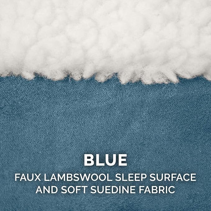 Furhaven Replacement Dog Bed Cover Sherpa & Suede Snuggery, Machine Washable - Blue, 26-inch - Image 4