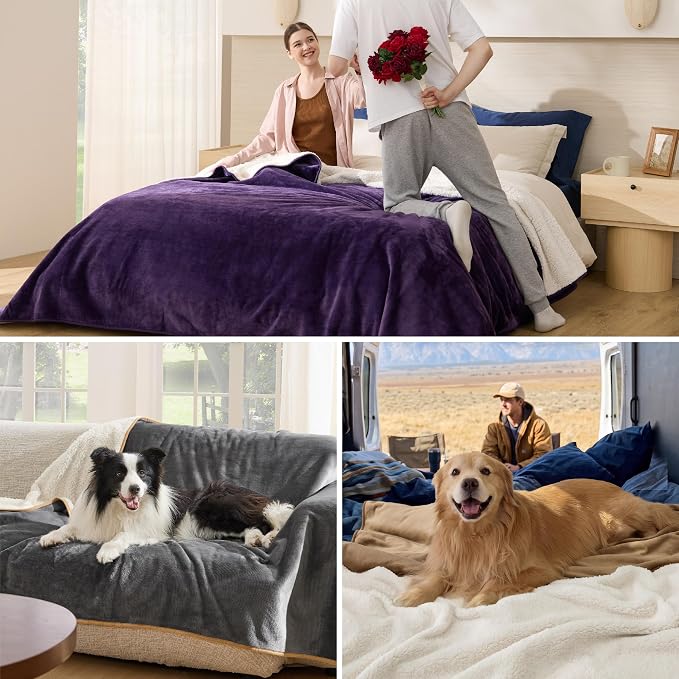 Bedsure Waterproof Blanket for Bed Soft Sherpa Fleece Throw,King 108"x86" | Plush Cozy Calming Reversible Dog Blankets for Large Senior Dogs,Warm Bed Couch Cover,Pet Furniture Protector,Grey - Image 7