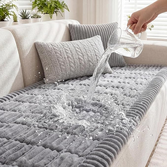 Fixwal Waterproof Flannel Dog Couch Cover, 27.6" x 47", Light Gray | Integrated TPU Barrier, Non-Slip Backing, Machine Washable, Pet Friendly, Easy Clean Pet Hair, Soft Sofa Cushion Protector by Fixwal