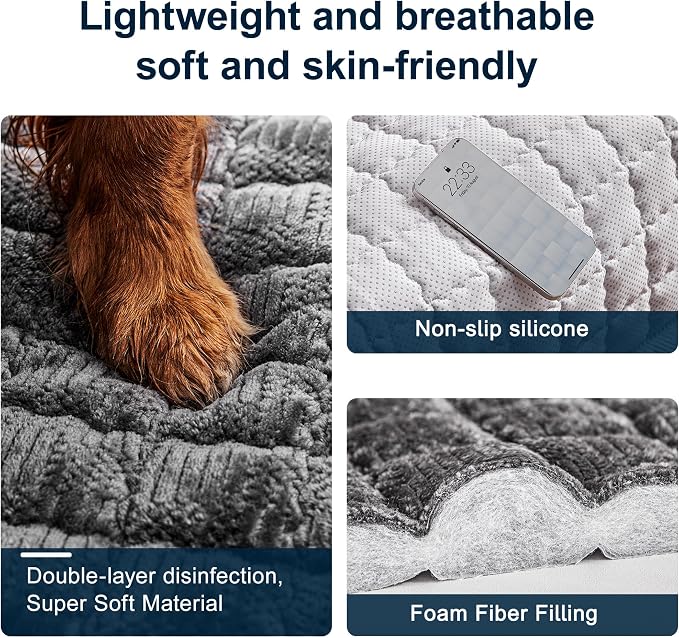 Couch Cover for Dogs Washable,Non-Slip Fuzzy Sofa Covers for Pets | Thick Soft Furniture Protector Fits Loveseat & Sectional,Against Fur&Dirt(Dark Gray, 1pc/27.6"x70.9"/Seat Cover) - Image 3