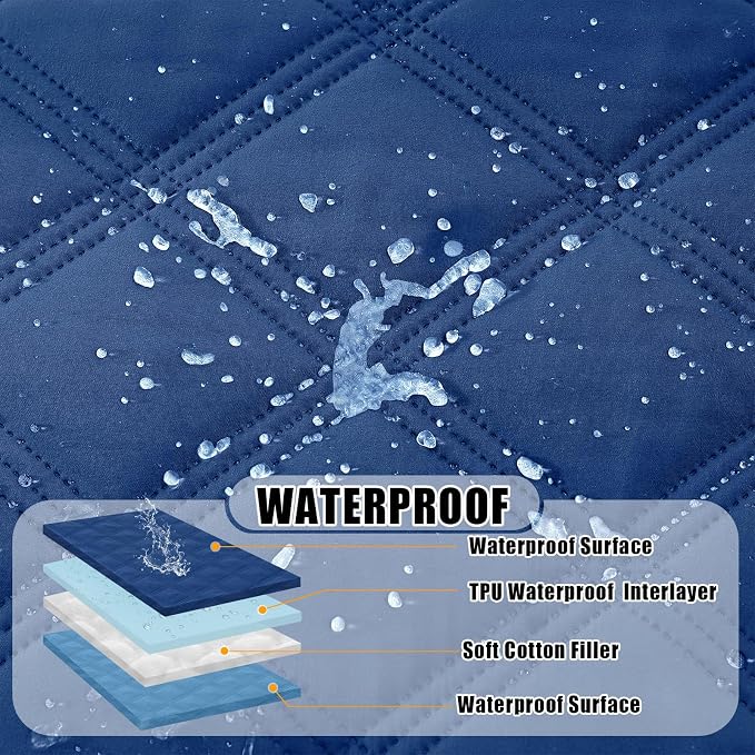 Smiry Waterproof Dog Bed Cover, Reversible Pet Blanket for Sofa Couch | Soft Washable Dog Blanket, Leakproof Couch Cover for Dogs Cats & Furniture Protection, 52x82, Navy/Blue - Image 2