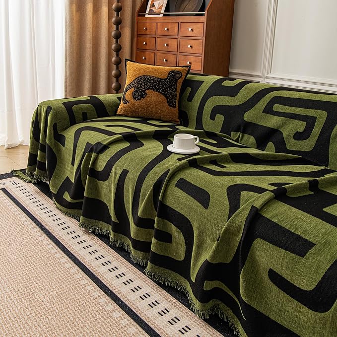 ROOMLIFE Couch Cover 3 Cushion Sofa, Washable Non Slip Furniture Sofa Protector Cover, Soft Chenille Sofa Slipcovers Sectional L Shape Dogs Couch Cover Throw Blanket with Tassels 71''X134'' - Image 5