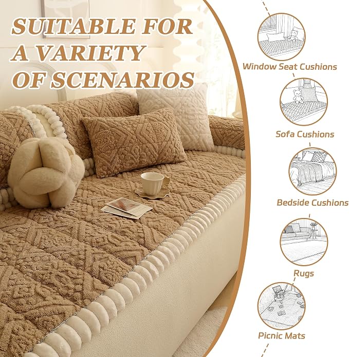 Plush Couch Cover for Dogs – Non Slip Pet Sofa Protector, Ultra Soft Washable Couch Cover for Pets, Anti-Slip Backing Furniture Protector for Cats & Dogs, Fits Standard & L-Shape Sofas (Only1PC ) - Image 2