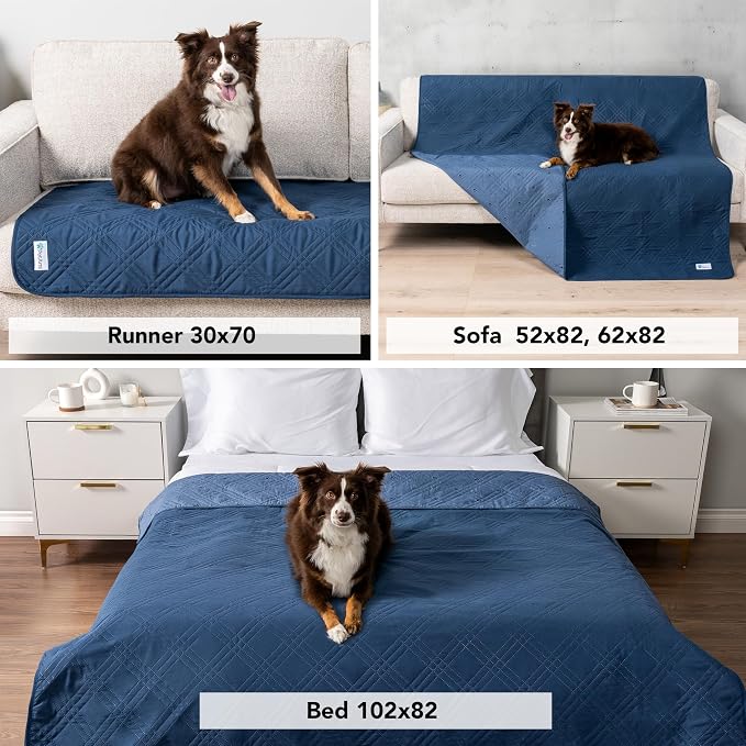 PetAmi Waterproof Couch Cover for Dogs, Non-Slip Leakproof Sofa Furniture Protector for Pet Cat, Machine Washable Bed Blanket for Car Seat, 68x82 Blue - Image 4