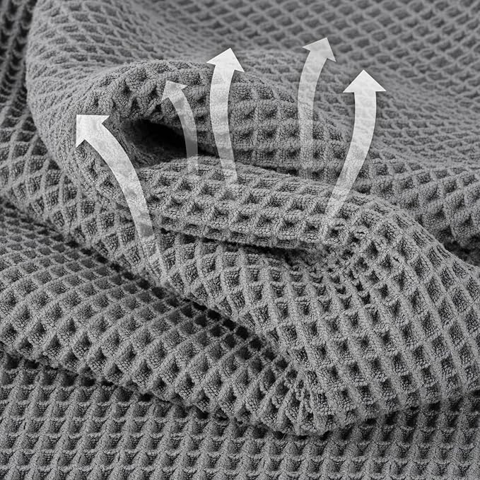 Microfiber Waffle Bath Towels, 4 Pieces, Soft, Absorbent, Fast Drying, Lint Free 430 GSM (27''x55''/68.58 cm x139.7 cm) - Image 2