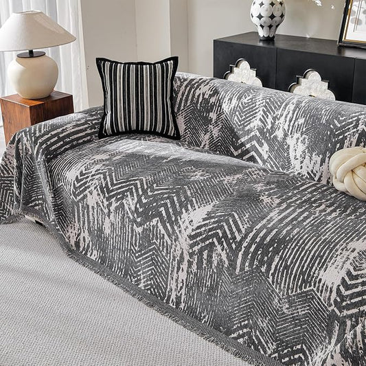 MEETSKY Couch Covers for Sofa, Couch Covers for Dogs, Modern Sofa Slipcover for Sectional Sofa Covers Washable, Chenille Blend Thick Fabric Couch Blanket Cover for Living Room, 71" x 118", Dark Grey by MEETSKY
