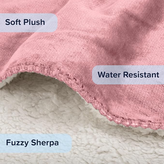 PETMAKER Dog Blanket - 60x80in Reversible Sherpa Blanket - Throw Blankets for Bed, Couch, Crate, or Car - Machine Washable Puppy Essentials (Pink) - Image 3