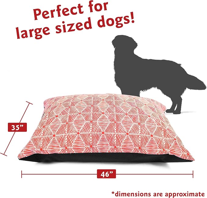 Majestic Pet Rectangle Dog Bed - Washable Super Value Pillow - Large Breed 46 x 35 Inch - Charlie Salmon - Image 2