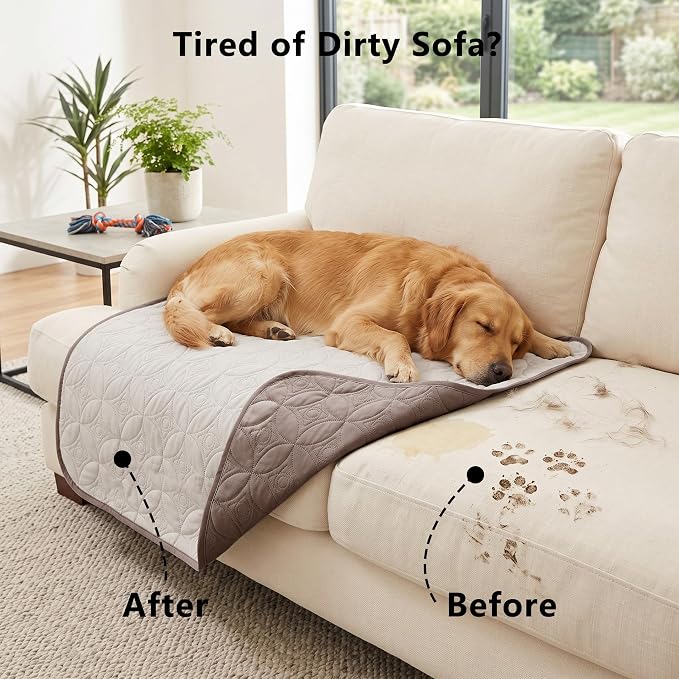 Waterproof Couch Cover for Dogs - Washable Pets Furniture Protector | TPU Leak-Proof Liner, Lightweight & Reversible, Fits Chair, Sofa, Bed, 82" x 102" , Chocolate/Cream - Image 2