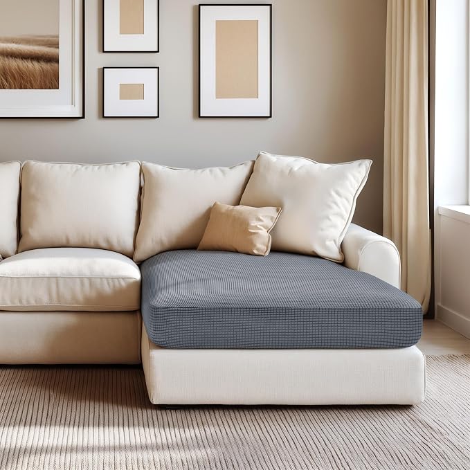 Hokway Stretch Chaise Cover Individual Couch Cushion Slipcovers Reversible Cushion Protector Slipcovers Sofa Cushion Protector Covers (Chaise Cover, Grey) - Image 8