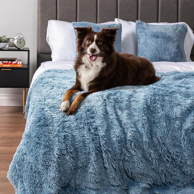 PetAmi Waterproof Dog Blanket for Couch, Bed & Furniture,Reversible Sherpa & Faux Fur Pet Blanket, Leakproof Blanket for Puppy Cat, Washable Soft Calming Pet Couch Protector (29x40, Light Blue) - Image 7