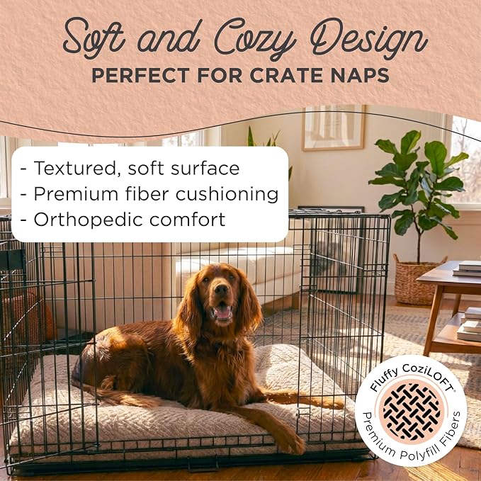 Best Friends by Sheri Comfy Crate Sleeper Mat – Plush Low-Pile Dog Bed, 42" x 28", XL & XXL Crates, Up to 100 lb Dogs, Machine Washable, Cross Section Pattern, Mushroom - Image 2