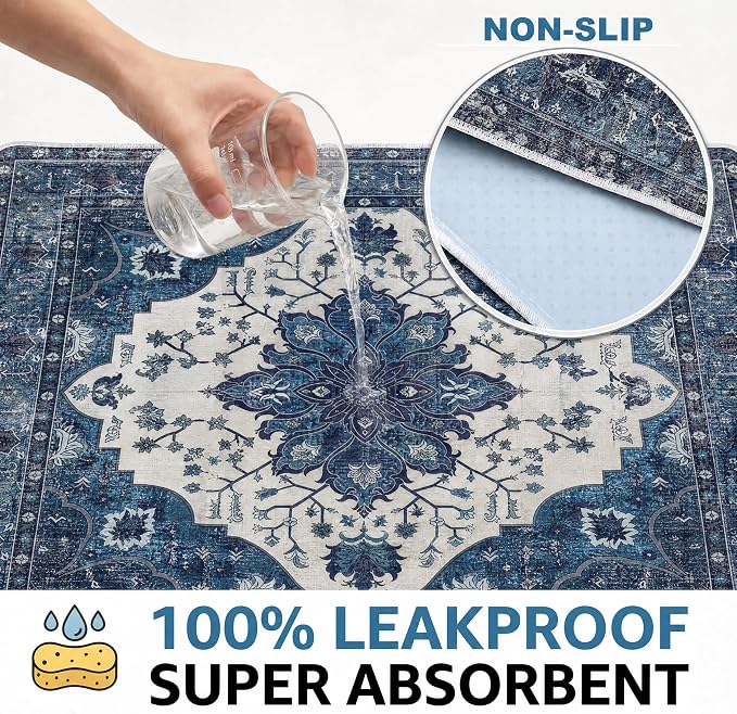 Washable Pee Pads for Dogs,Great Urine Absorbent Reusable Puppy Training Pads,Waterproof,Leak-Proof & Non-Slip Potty Pads for Whelping,Crate,Playpen,Bed.(Dark Navy Floral,36"x36") - Image 3