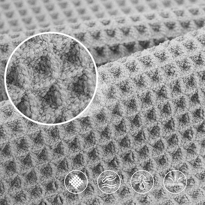 POLYTE 430 GSM Microfiber Oversize Quick Dry Lint Free Bath Towel, 60 x 30 in, 4 Pack (Waffle Weave) - Image 5