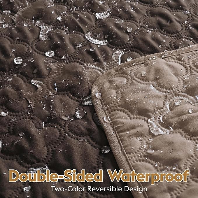 FunFurry Waterproof Dog Blanket, Couch Cover for Dogs Washable, Reversible Dog Bed Cover, Couch Furniture Protector. (Dark＆Light Brown, 30 X 53 Inch - 1 Pack) - Image 2