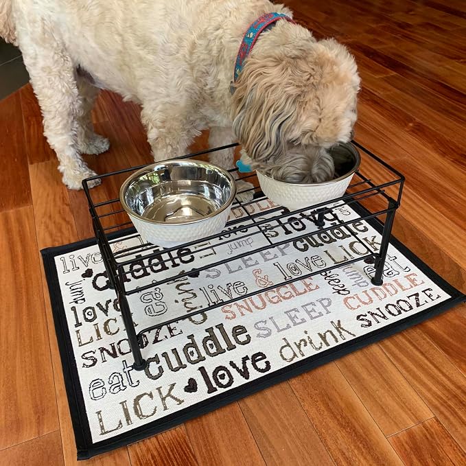 PetRageous 81031 Tobys Set The Table Steel Frame Dog Feeder, 7-Inch Tall by 18-Inch Long and 8.5-Inch Wide, Holds Two 8-Inch Diameter Bowls, for Medium Dogs And Cats, Black - Image 8